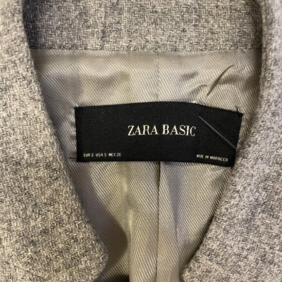 ZARA Grey Wool Coat with Pockets - Picture 5 of 6